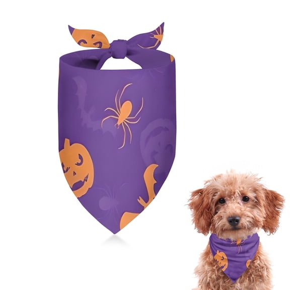 Dog Bandana 1 Pack,Purple Halloween Pumpkins Bats and Spiders Bandanas for Dogs,Cat Bandana,Small/ Large Dog Bandana 2 Size,Dog Bandanas Girl Boy