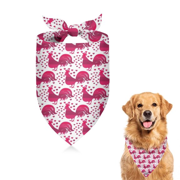 Dog Bandana 1 Pack,Red Chicken Heart Pattern Bandanas for Dogs,Cat Bandana,Small/ Large Dog Bandana 2 Size,Dog Bandanas Girl Boy