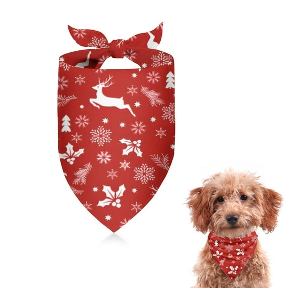 Dog Bandana 1 Pack,Red Christmas Reindeer and Snowflake Pattern Bandanas for Dogs,Cat Bandana,Small/ Large Dog Bandana 2 Size,Dog Bandanas Girl Boy