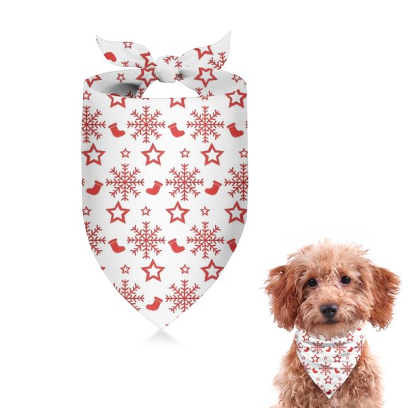 Dog Bandana 1 Pack,Red Christmas Snowflake Pattern Bandanas for Dogs,Cat Bandana,Small/ Large Dog Bandana 2 Size,Dog Bandanas Girl Boy