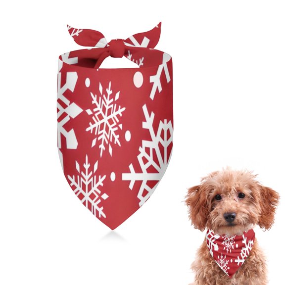 Dog Bandana 1 Pack,Red Christmas Snowflake Pattern Bandanas for Dogs,Cat Bandana,Small/ Large Dog Bandana 2 Size,Dog Bandanas Girl Boy