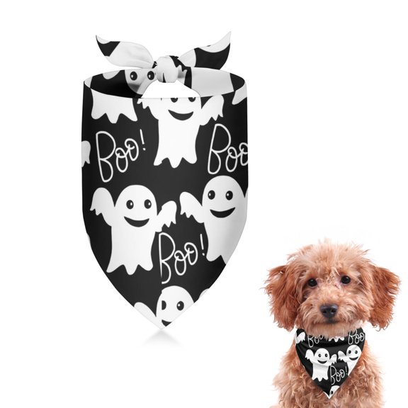 Dog Bandana 1 Pack,Smiling Ghosts Halloween Pattern Bandanas for Dogs,Cat Bandana,Small/ Large Dog Bandana 2 Size,Dog Bandanas Girl Boy