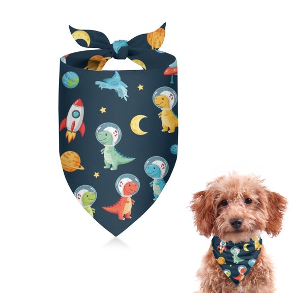 Dog Bandana 1 Pack,Space Dinosaurs Rockets Planets Bandanas for Dogs,Cat Bandana,Small/ Large Dog Bandana 2 Size,Dog Bandanas