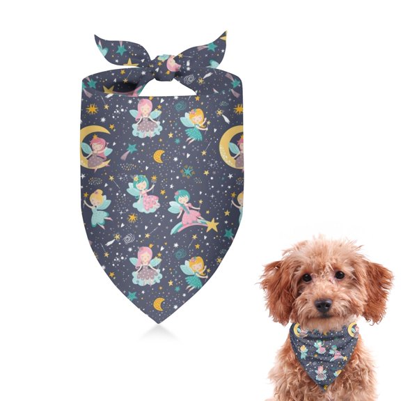 Dog Bandana 1 Pack,Star Fairy Princess Pattern Bandanas for Dogs,Cat Bandana,Small/ Large Dog Bandana 2 Size,Dog Bandanas