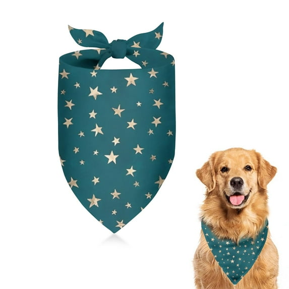 Dog Bandana 1 Pack,Teal Christmas Star Pattern Bandanas for Dogs,Cat Bandana,Small/ Large Dog Bandana 2 Size,Dog Bandanas Girl Boy