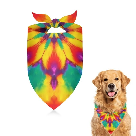 Dog Bandana 1 Pack,Tie Dye Colorful Flower Pattern Bandanas for Dogs,Cat Bandana,Small/ Large Dog Bandana 2 Size,Dog Bandanas