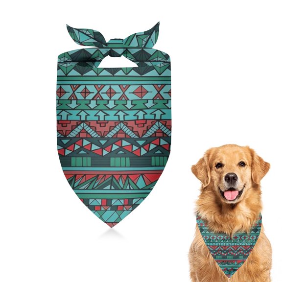 Dog Bandana 1 Pack,Turquoise Boho Tribal Triangles and Arrows Pattern Bandanas for Dogs,Cat Bandana,Small/ Large Dog Bandana 2 Size,Dog Bandanas Girl Boy