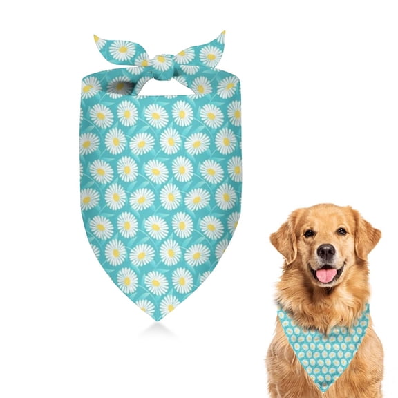 Dog Bandana 1 Pack,Turquoise Daisy Flower Floral Pattern Bandanas for Dogs,Cat Bandana,Small/ Large Dog Bandana 2 Size,Dog Bandanas Girl Boy
