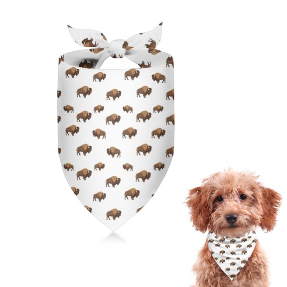 Dog Bandana 1 Pack,White Buffalo Pattern Bandanas for Dogs,Cat Bandana,Small/ Large Dog Bandana 2 Size,Dog Bandanas
