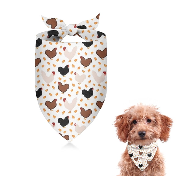 Dog Bandana 1 Pack,White Chicken Heart Pattern Bandanas for Dogs,Cat Bandana,Small/ Large Dog Bandana 2 Size,Dog Bandanas Girl Boy