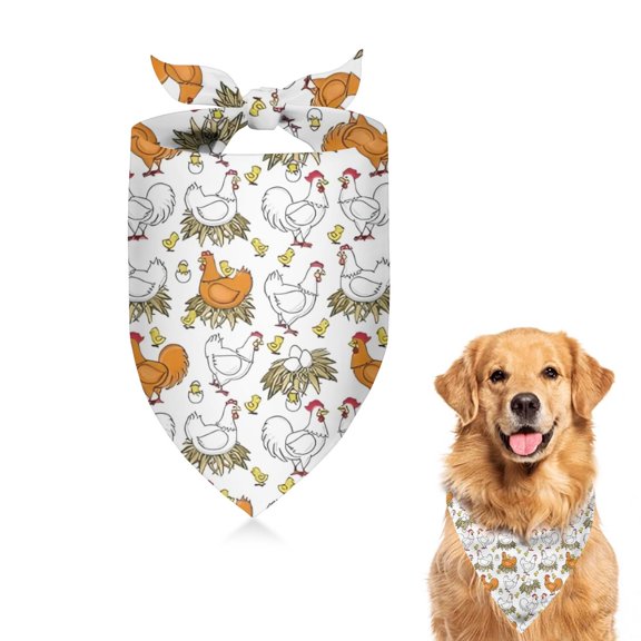 Dog Bandana 1 Pack,White Chicken Nest Pattern Bandanas for Dogs,Cat Bandana,Small/ Large Dog Bandana 2 Size,Dog Bandanas Girl Boy