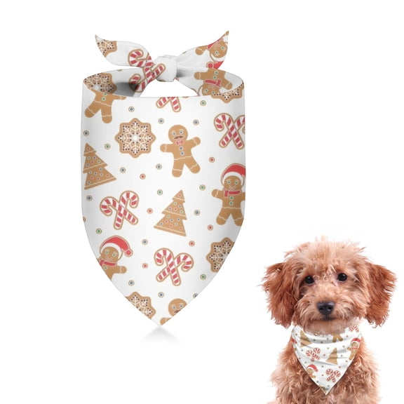Dog Bandana 1 Pack,White Christmas Gingerbread Man Pattern Bandanas for Dogs,Cat Bandana,Small/ Large Dog Bandana 2 Size,Dog Bandanas Girl Boy