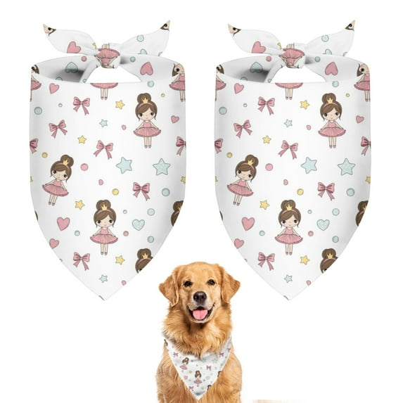 Dog Bandana 2 Pack,Ballet Princess Pattern Bandanas for Dogs,Cat Bandana,Small/ Large Dog Bandana 2 Size,Dog Bandanas