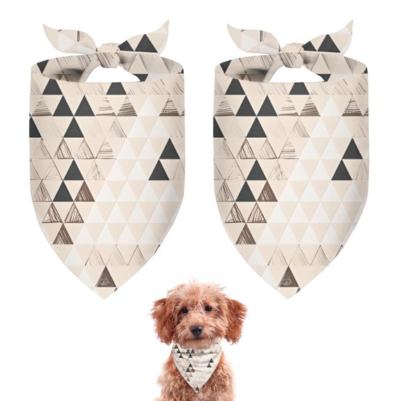 Dog Bandana 2 Pack,Beige Geometric Triangle Pattern Bandanas for Dogs,Cat Bandana,Small/ Large Dog Bandana 2 Size,Dog Bandanas Girl Boy