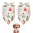 thumbnail image 1 of Dog Bandana 2 Pack,Beige Princess Flower Pattern Bandanas for Dogs,Cat Bandana,Small/ Large Dog Bandana 2 Size,Dog Bandanas, 1 of 6