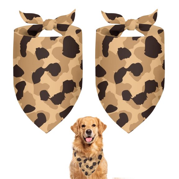 Dog Bandana 2 Pack,Beige and Black Leopard Pattern Bandanas for Dogs,Cat Bandana,Small/ Large Dog Bandana 2 Size,Dog Bandanas Girl Boy