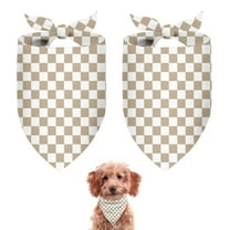 Dog Bandana 2 Pack,Beige and White Checkerboard Pattern Bandanas for Dogs,Cat Bandana,Small/ Large Dog Bandana 2 Size,Dog Bandanas