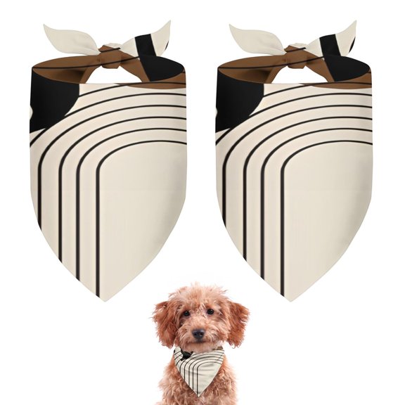 Dog Bandana 2 Pack,Black Boho Geometric and Plant Pattern Bandanas for Dogs,Cat Bandana,Small/ Large Dog Bandana 2 Size,Dog Bandanas Girl Boy