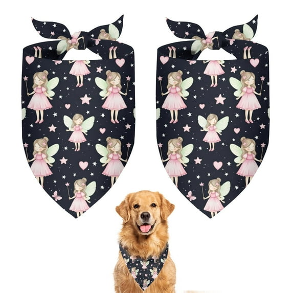 Dog Bandana 2 Pack,Black Fairy Star Pattern Bandanas for Dogs,Cat Bandana,Small/ Large Dog Bandana 2 Size,Dog Bandanas