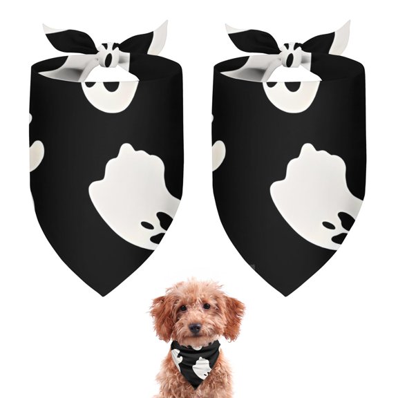 Dog Bandana 2 Pack,Black Halloween Ghost Silhouettes Bandanas for Dogs,Cat Bandana,Small/ Large Dog Bandana 2 Size,Dog Bandanas Girl Boy
