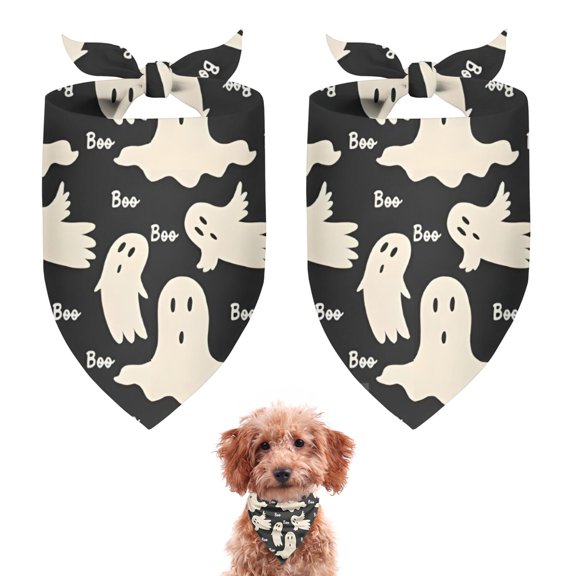 Dog Bandana 2 Pack,Black Halloween Ghosts with Boo Bandanas for Dogs,Cat Bandana,Small/ Large Dog Bandana 2 Size,Dog Bandanas Girl Boy