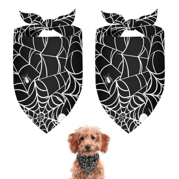 Dog Bandana 2 Pack,Black Halloween Spider Webs Bandanas for Dogs,Cat Bandana,Small/ Large Dog Bandana 2 Size,Dog Bandanas Girl Boy