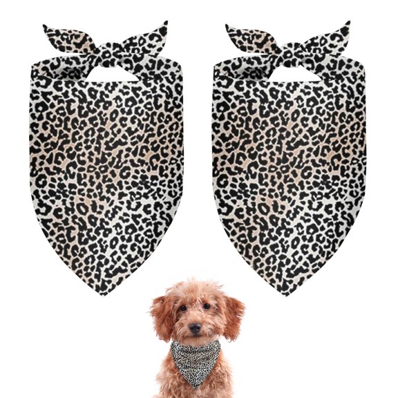 Dog Bandana 2 Pack,Black and Tan Leopard Print Bandanas for Dogs,Cat Bandana,Small/ Large Dog Bandana 2 Size,Dog Bandanas Girl Boy