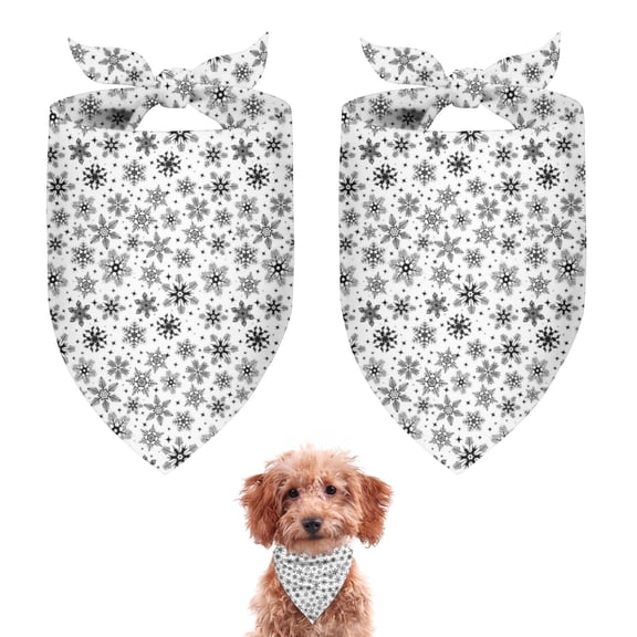 Dog Bandana 2 Pack,Black and White Christmas Snowflake Pattern Bandanas for Dogs,Cat Bandana,Small/ Large Dog Bandana 2 Size,Dog Bandanas Girl Boy