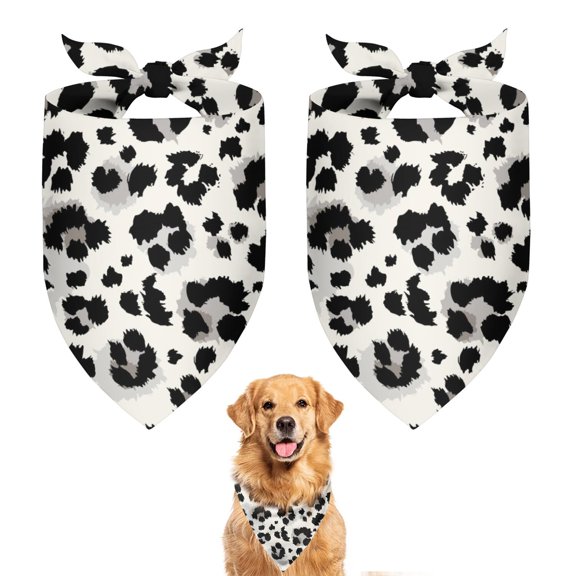 Dog Bandana 2 Pack,Black and White Leopard Pattern Bandanas for Dogs,Cat Bandana,Small/ Large Dog Bandana 2 Size,Dog Bandanas Girl Boy