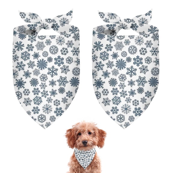 Dog Bandana 2 Pack,Blue Christmas Snowflake Pattern Bandanas for Dogs,Cat Bandana,Small/ Large Dog Bandana 2 Size,Dog Bandanas Girl Boy