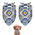 thumbnail image 1 of Dog Bandana 2 Pack,Blue Ethnic Geometric Patchwork Pattern Bandanas for Dogs,Cat Bandana,Small/ Large Dog Bandana 2 Size,Dog Bandanas Girl Boy, 1 of 5