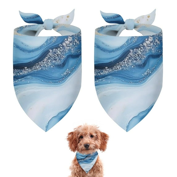 Dog Bandana 2 Pack,Blue Marble Gold Wave Pattern Bandanas for Dogs,Cat Bandana,Small/ Large Dog Bandana 2 Size,Dog Bandanas