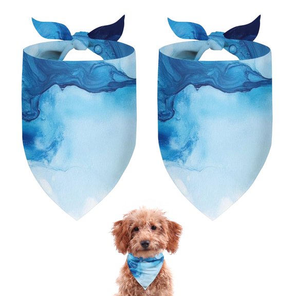 Dog Bandana 2 Pack,Blue Marble Pattern Bandanas for Dogs,Cat Bandana,Small/ Large Dog Bandana 2 Size,Dog Bandanas