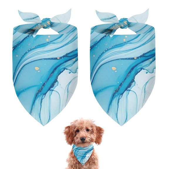 Dog Bandana 2 Pack,Blue White Gold Marble Pattern Bandanas for Dogs,Cat Bandana,Small/ Large Dog Bandana 2 Size,Dog Bandanas