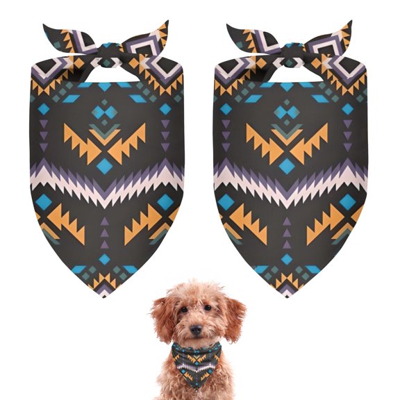 Dog Bandana 2 Pack,Boho Multicolor Geometric Ethnic Pattern Bandanas for Dogs,Cat Bandana,Small/ Large Dog Bandana 2 Size,Dog Bandanas Girl Boy