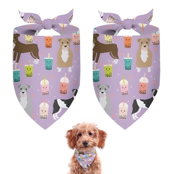 Dog Bandana 2 Pack,Boxer Dog Pitbull Terriers Dog and Drinks Bandanas for Dogs,Cat Bandana,Small/ Large Dog Bandana 2 Size,Dog Bandanas
