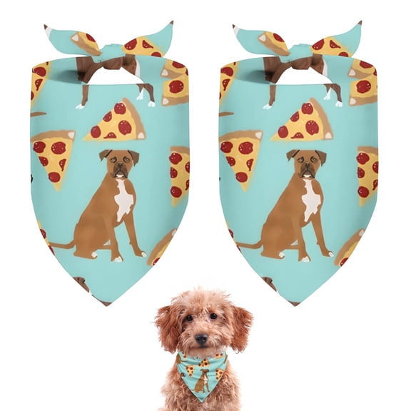 Dog Bandana 2 Pack,Boxer Dog Pitbull Terriers Dog and Pizza Bandanas for Dogs,Cat Bandana,Small/ Large Dog Bandana 2 Size,Dog Bandanas