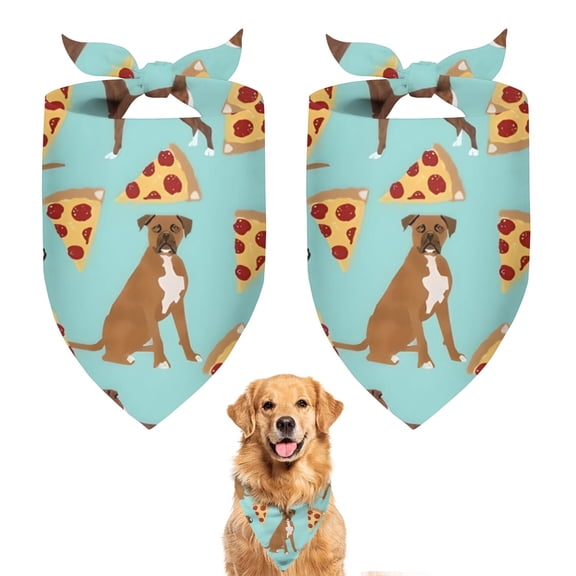 Dog Bandana 2 Pack,Boxer Dog Pitbull Terriers Dog and Pizza Bandanas for Dogs,Cat Bandana,Small/ Large Dog Bandana 2 Size,Dog Bandanas