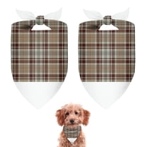 Dog Bandana 2 Pack,Brown Beige Plaid Checkered Pattern Bandanas for Dogs,Cat Bandana,Small/ Large Dog Bandana 2 Size,Dog Bandanas