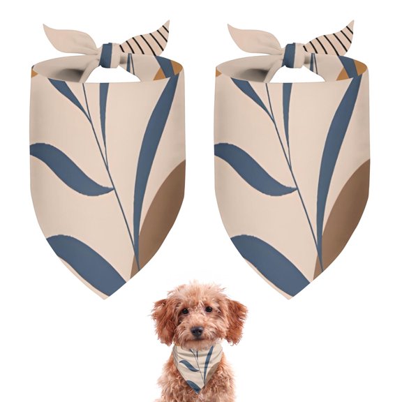 Dog Bandana 2 Pack,Brown Boho Geometric and Plant Pattern Bandanas for Dogs,Cat Bandana,Small/ Large Dog Bandana 2 Size,Dog Bandanas Girl Boy