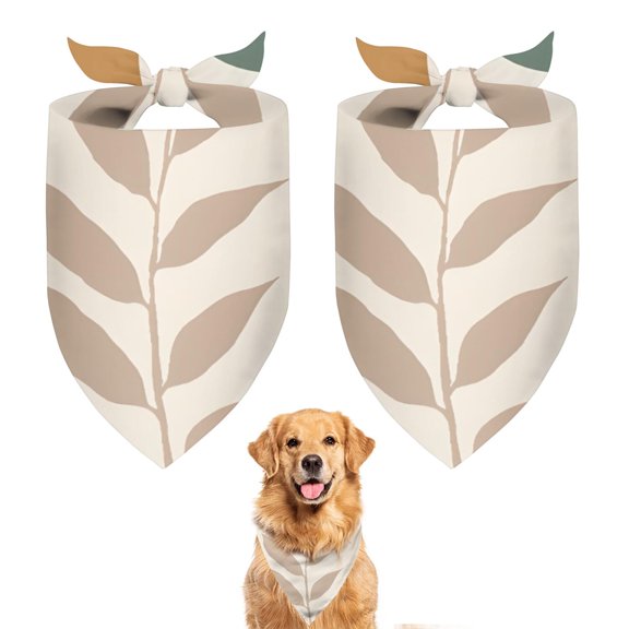 Dog Bandana 2 Pack,Brown Boho Plant Pattern Bandanas for Dogs,Cat Bandana,Small/ Large Dog Bandana 2 Size,Dog Bandanas Girl Boy