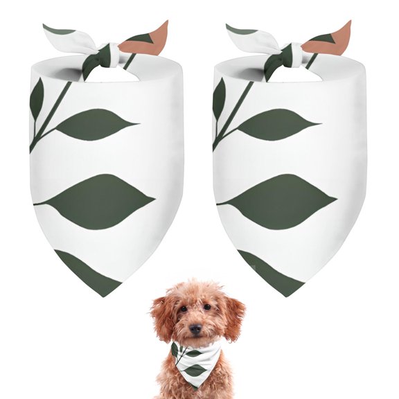 Dog Bandana 2 Pack,Brown Boho Plant Pattern Bandanas for Dogs,Cat Bandana,Small/ Large Dog Bandana 2 Size,Dog Bandanas Girl Boy