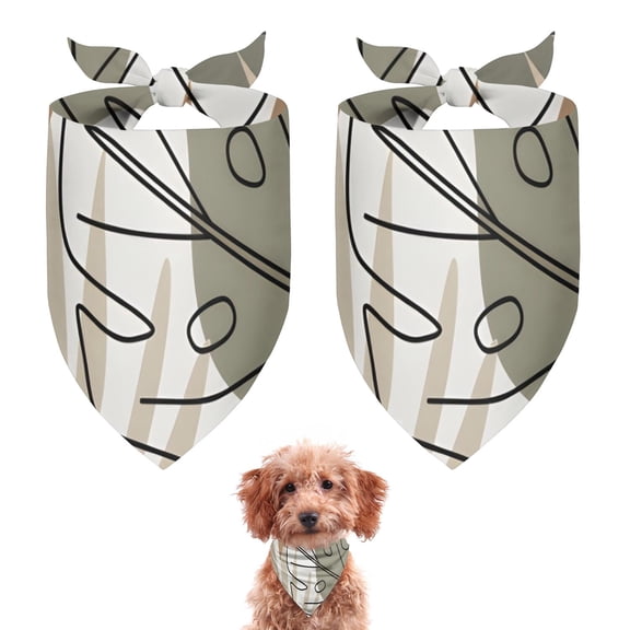 Dog Bandana 2 Pack,Brown Boho Plant Pattern Bandanas for Dogs,Cat Bandana,Small/ Large Dog Bandana 2 Size,Dog Bandanas Girl Boy