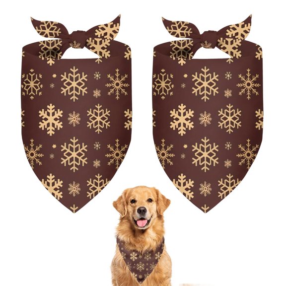 Dog Bandana 2 Pack,Brown Christmas Snowflake Pattern Bandanas for Dogs,Cat Bandana,Small/ Large Dog Bandana 2 Size,Dog Bandanas Girl Boy