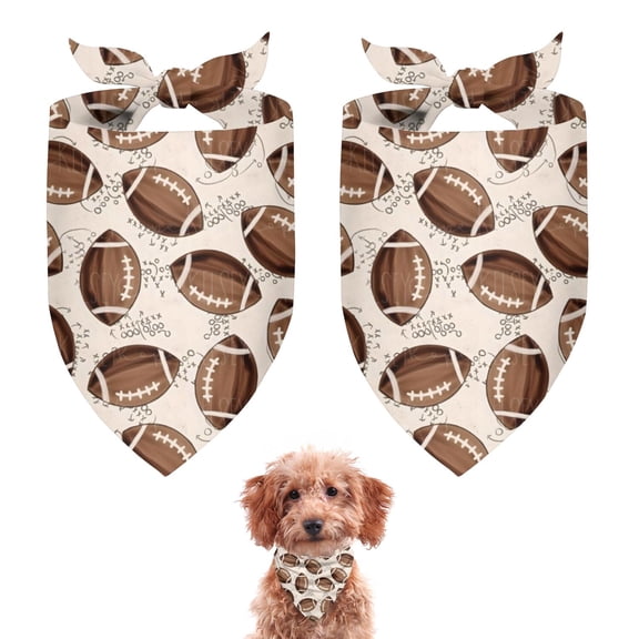 Dog Bandana 2 Pack,Brown Footballs on Beige Pattern Bandanas for Dogs,Cat Bandana,Small/ Large Dog Bandana 2 Size,Dog Bandanas