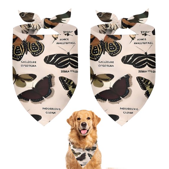 Dog Bandana 2 Pack,Butterfly Species Chart Bandanas for Dogs,Cat Bandana,Small/ Large Dog Bandana 2 Size,Dog Bandanas
