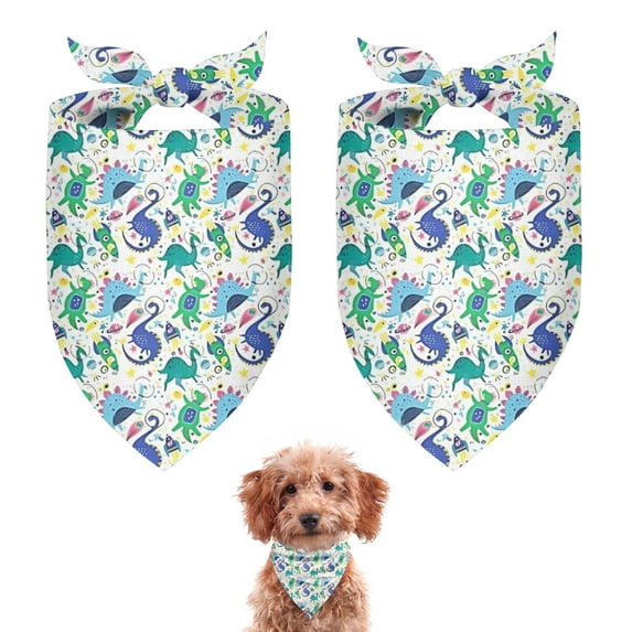 Dog Bandana 2 Pack,Colorful Dinosaurs Curly Patterns Bandanas for Dogs,Cat Bandana,Small/ Large Dog Bandana 2 Size,Dog Bandanas