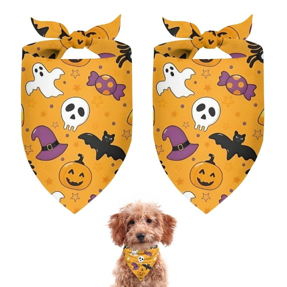 Dog Bandana 2 Pack,Colorful Halloween Pattern Bandanas for Dogs,Cat Bandana,Small/ Large Dog Bandana 2 Size,Dog Bandanas Girl Boy