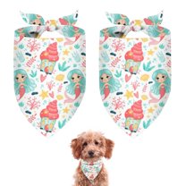 Dog Bandana 2 Pack,Colorful Mermaid Princess Pattern Bandanas for Dogs,Cat Bandana,Small/ Large Dog Bandana 2 Size,Dog Bandanas