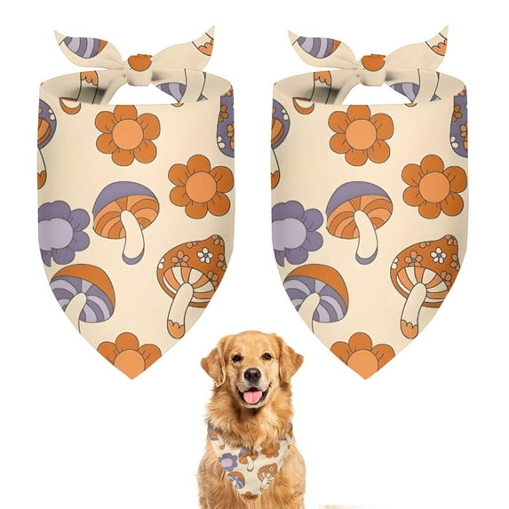 Dog Bandana 2 Pack,Colorful Mushroom Star Dark Pattern Bandanas for Dogs,Cat Bandana,Small/ Large Dog Bandana 2 Size,Dog Bandanas